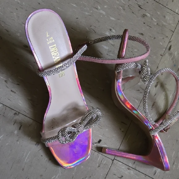 Dreamer's Pink and Silver Strappy Heels - Picture 4 of 4